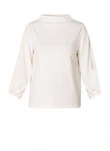 Funnel Neck Pullover with Puffed Sleeves