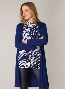 Long Open Cardigan with Ruched Back