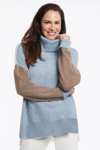 Colour Blocked Turtleneck Sweater