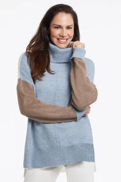 Colour Blocked Turtleneck Sweater
