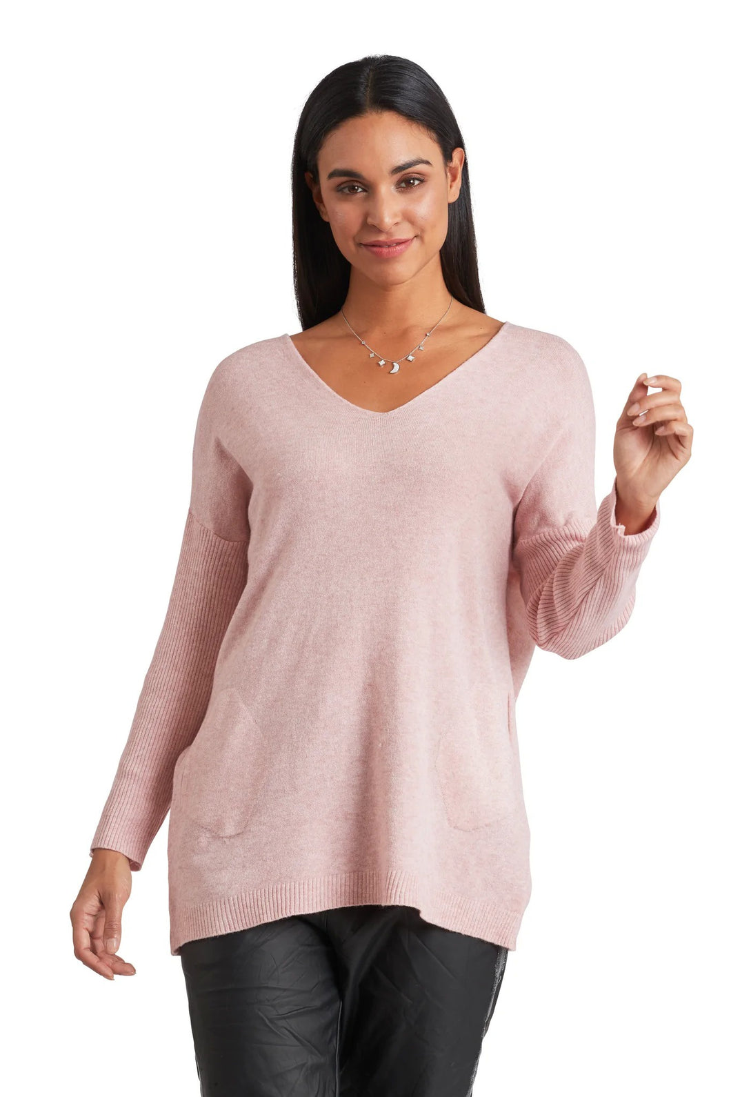 Soft Pink Pullover with Pockets