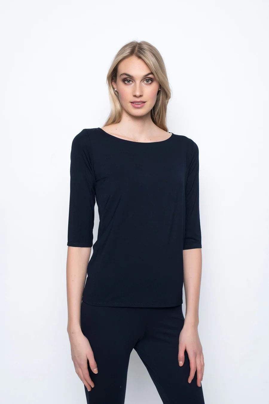 Picadilly  3/4 Sleeve Boat Neck Top