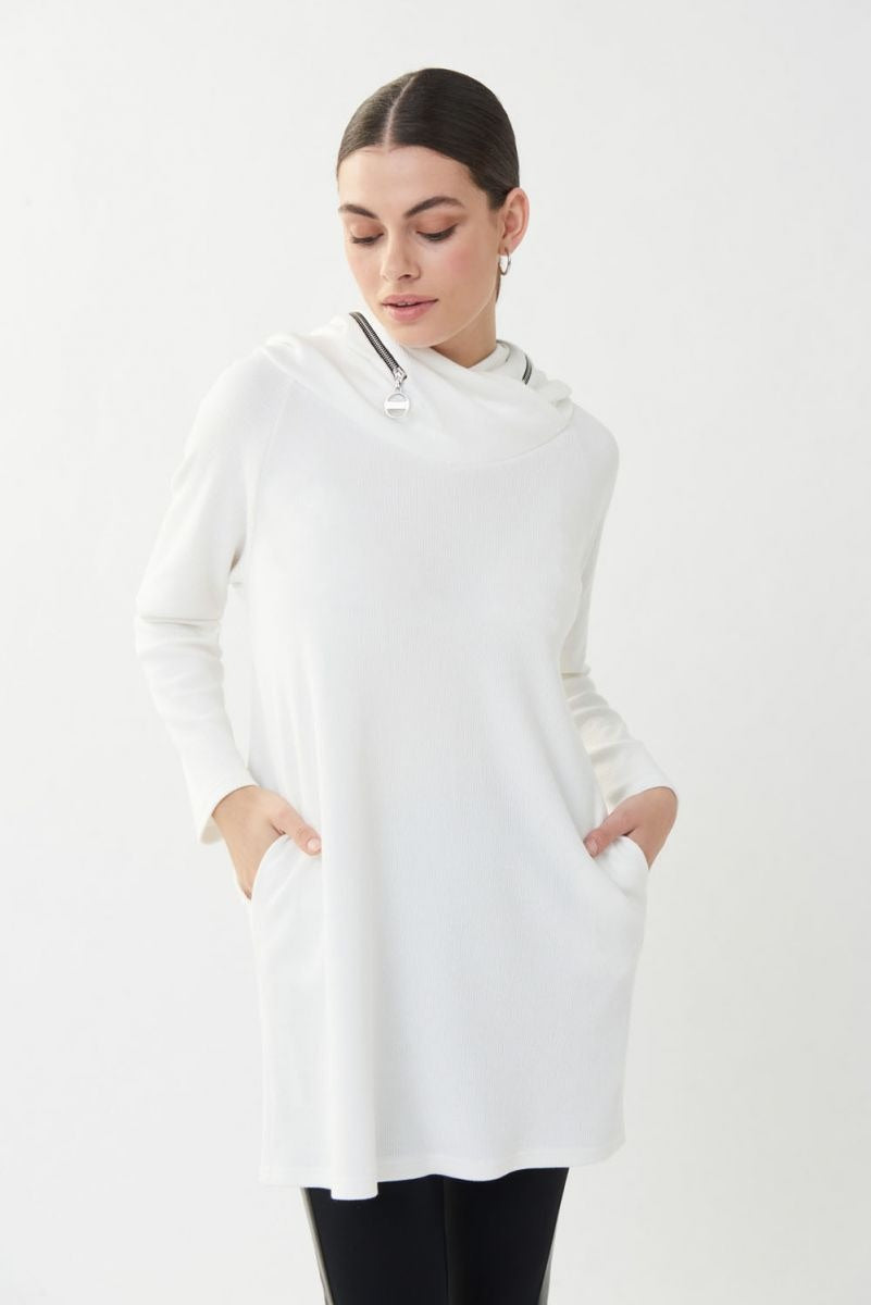 Joseph Ribkoff Zip Accent Hooded Tunic