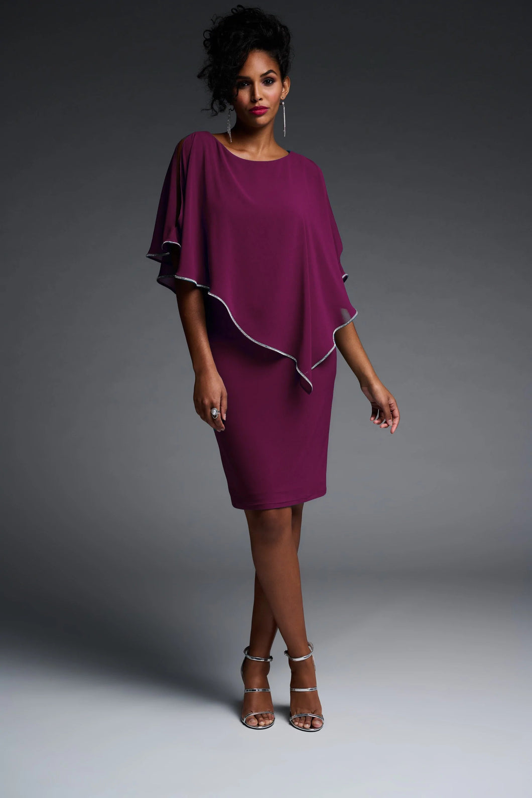 Joseph Ribkoff Diamante Trim Overlay Dress