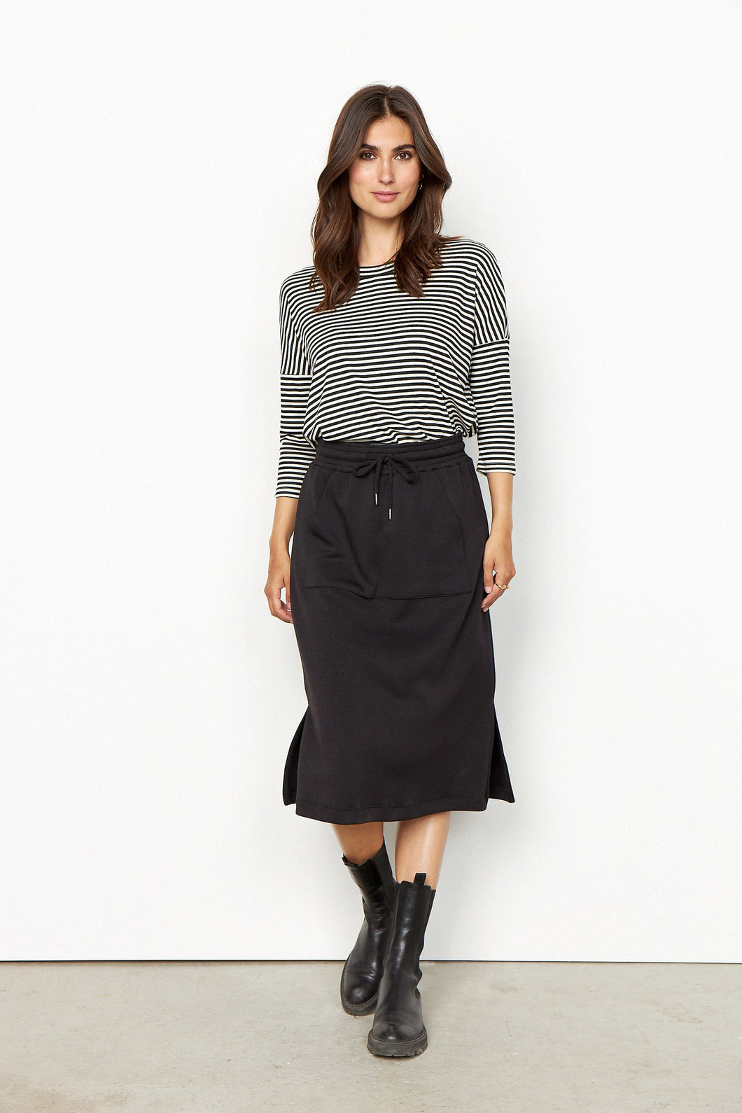 Black/White Striped Knit Top
