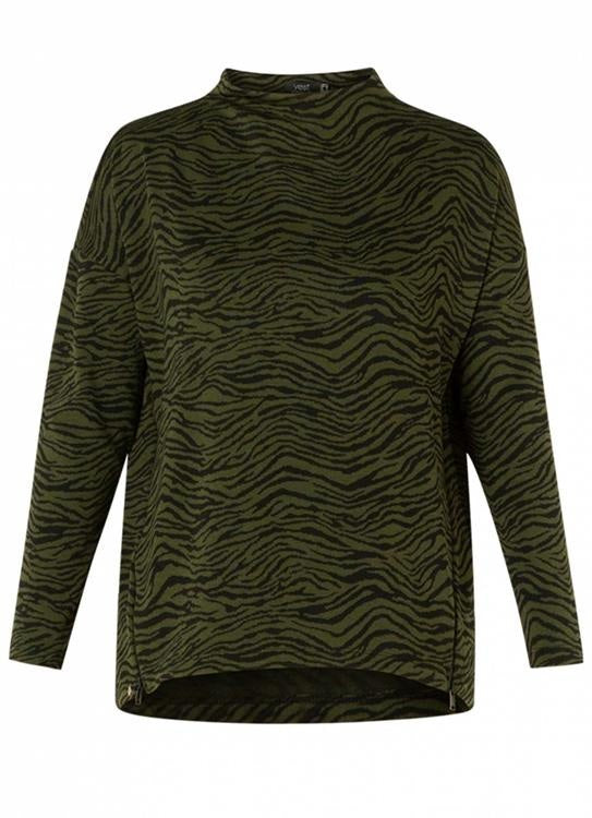 Zebra Print Knit top with Zip Sides