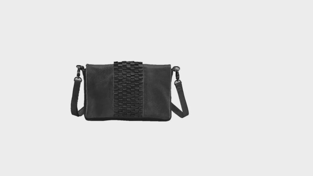 Leather Crossbody Bag with Textured Flap