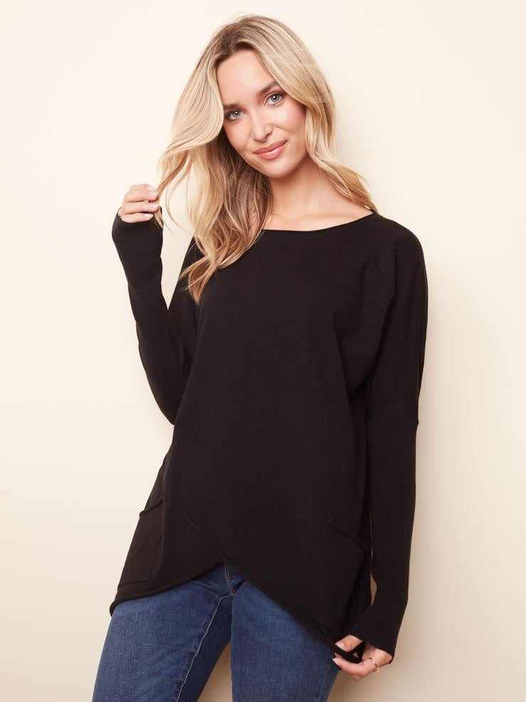 Tunic Sweater with Overlap Front