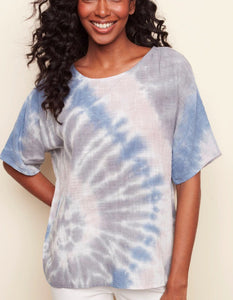 Dolman Sleeve Tie-Dye Blouse