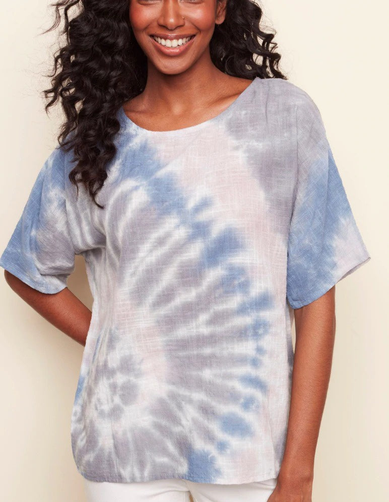 Dolman Sleeve Tie-Dye Blouse