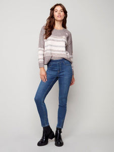 Pull-On Jeans with Snap Detail at Hem