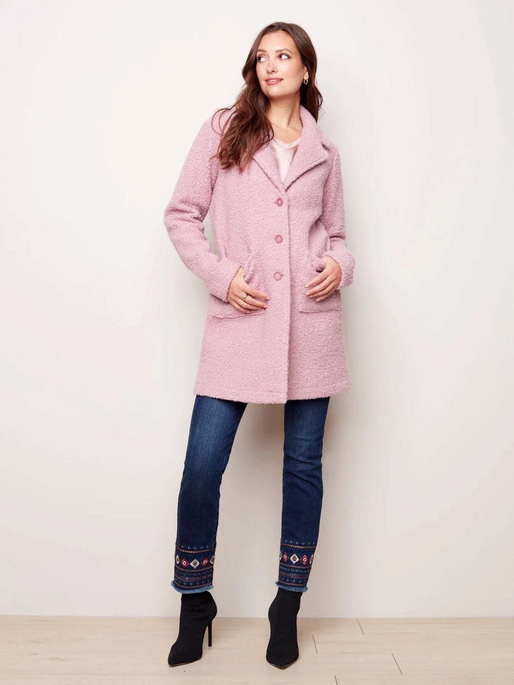 Pink Boucle Coat