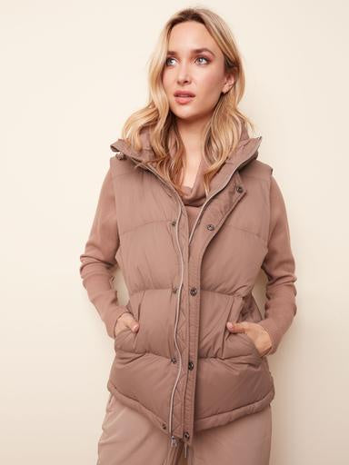 Down Vest with Removable Hood