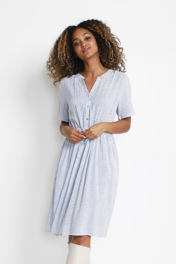 Striped Dress with Drawstring Waist