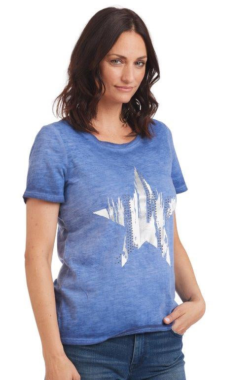 Dyed T-shirt with Studded Star Graphic