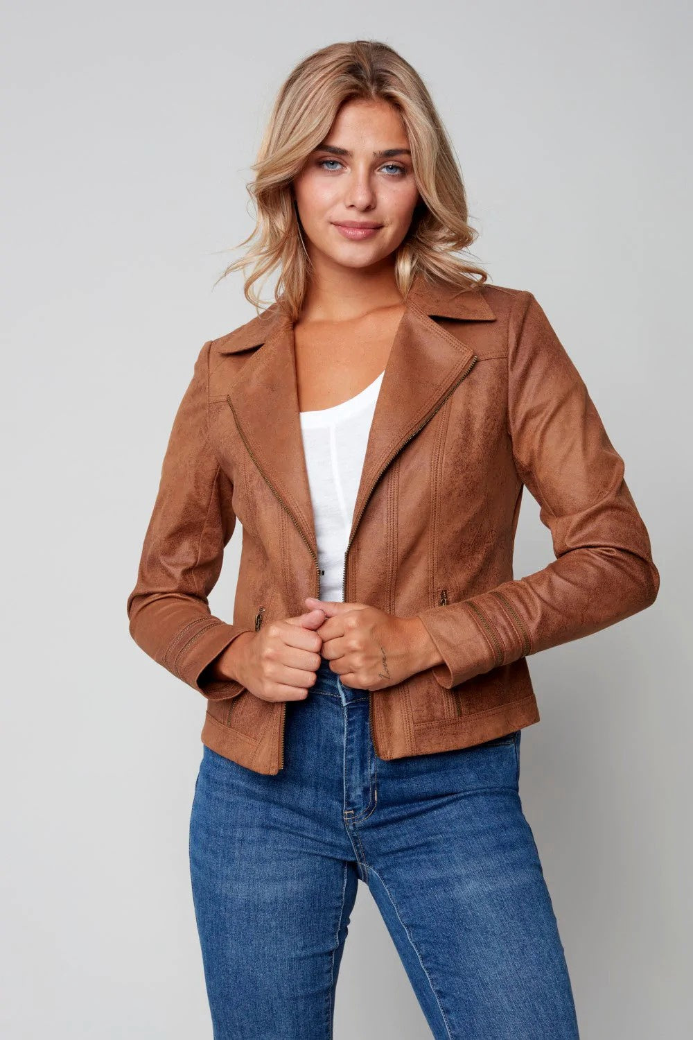 Vintage Faux Suede Moto Jacket
