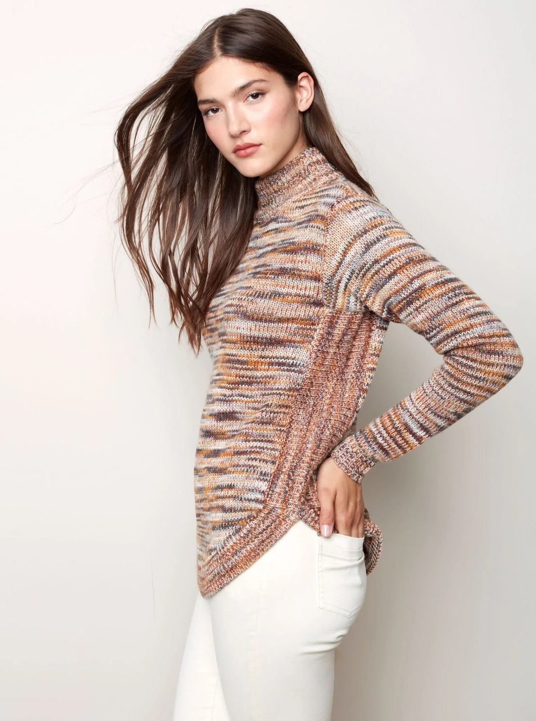 Funnel Neck Round Hem Sweater