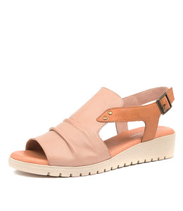 Madis Ruched Leather Wedge Sandal