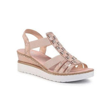 Load image into Gallery viewer, Rieker Stretch Sandal with Beaded Trim
