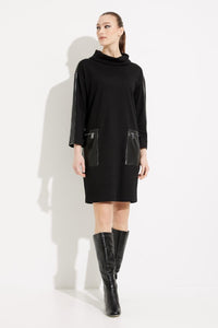 Joseph Ribkoff  Mock Neck Dress with Faux Leather Details