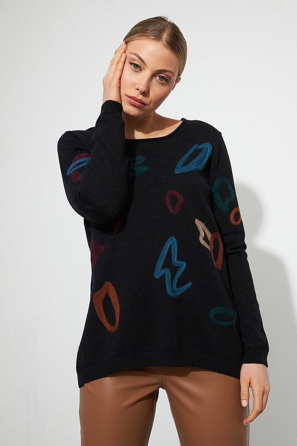 Joseph Ribkoff Punch Embroidered Pullover