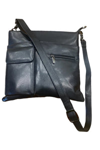 Silver Rose Genuine Leather Flat Crossbody Bag