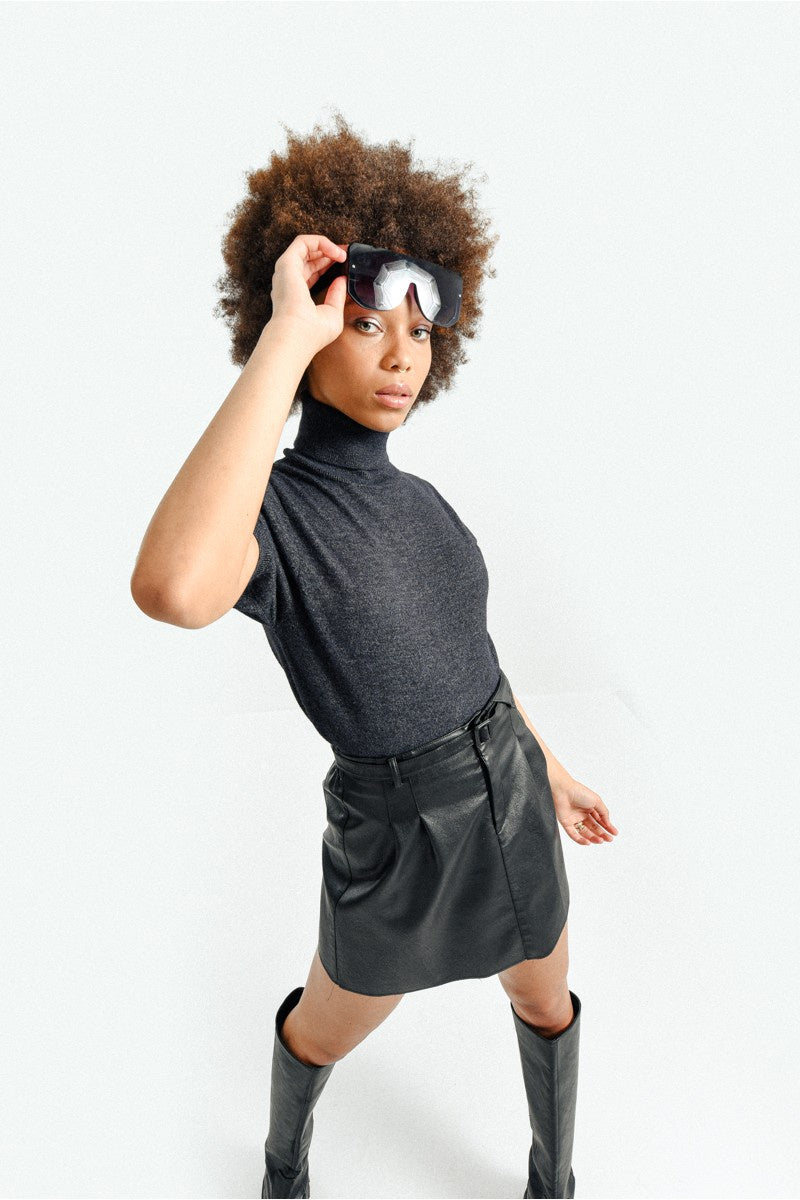 Short Sleeve Turtleneck Sweater