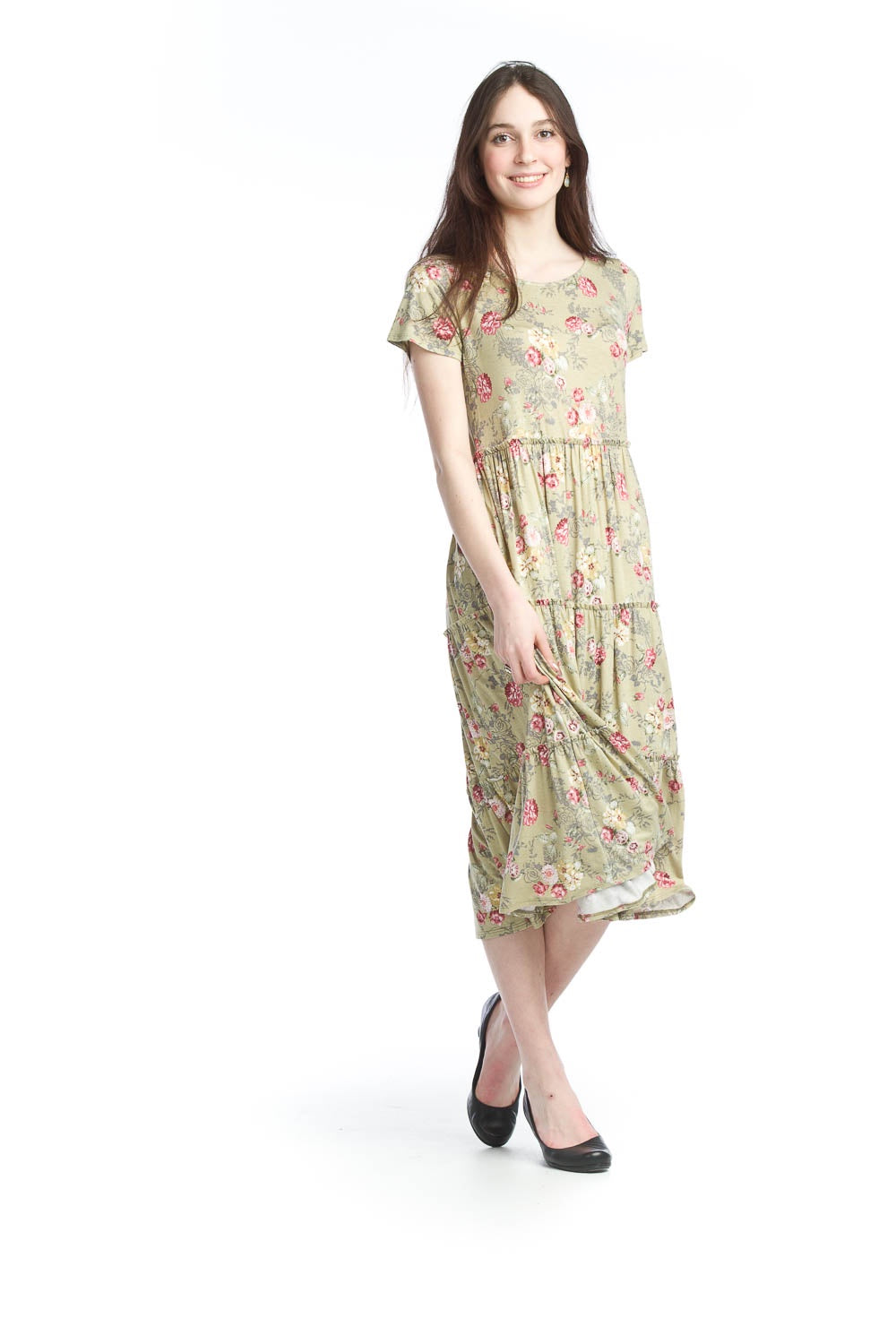Tiered Floral Midi Dress