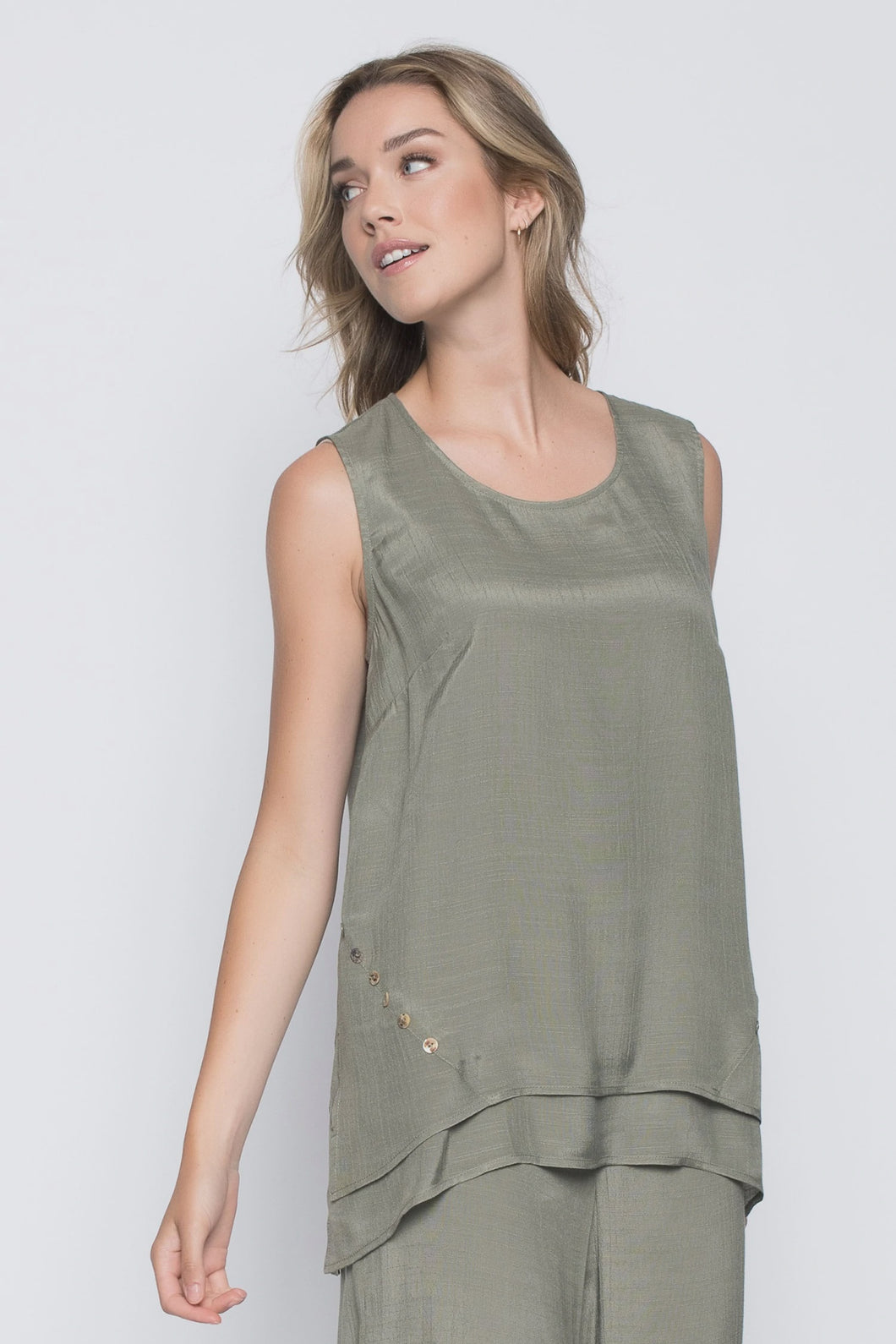Button Trimmed Flare Top