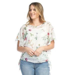 Floral Print Blouse with Tie Sides