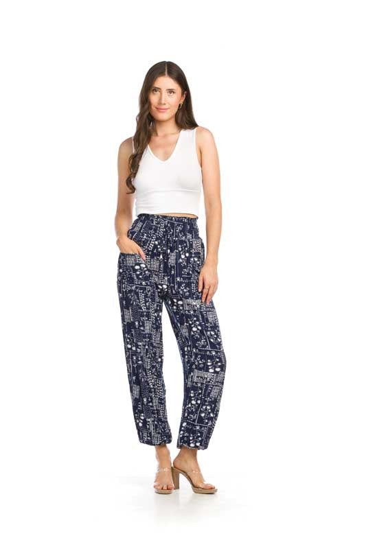 Papillon Print Pants with Cuffs