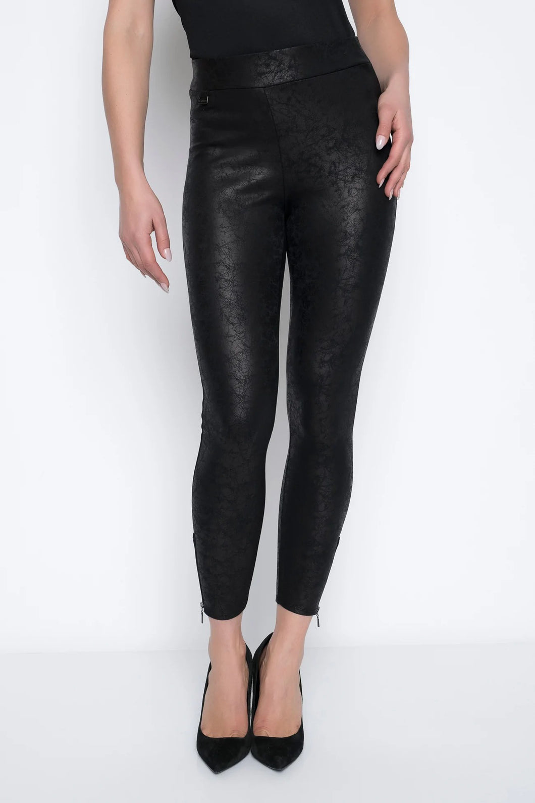 Zipper Trim Faux Leather Legging