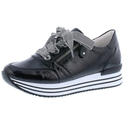 Remonte Black Patent Leather Trainer