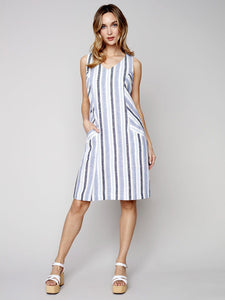 Striped A-Line Sleeveless Dress