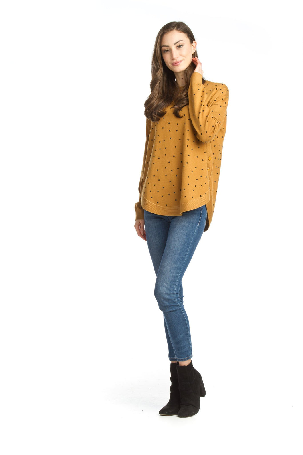 Mustard Polka Dot Knit Sweater