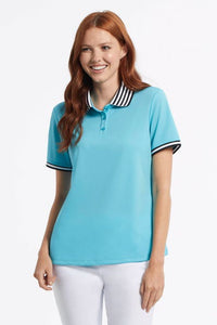 Striped Trim Polo Top