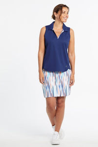 Sleeveless Polo with Stripe Trim