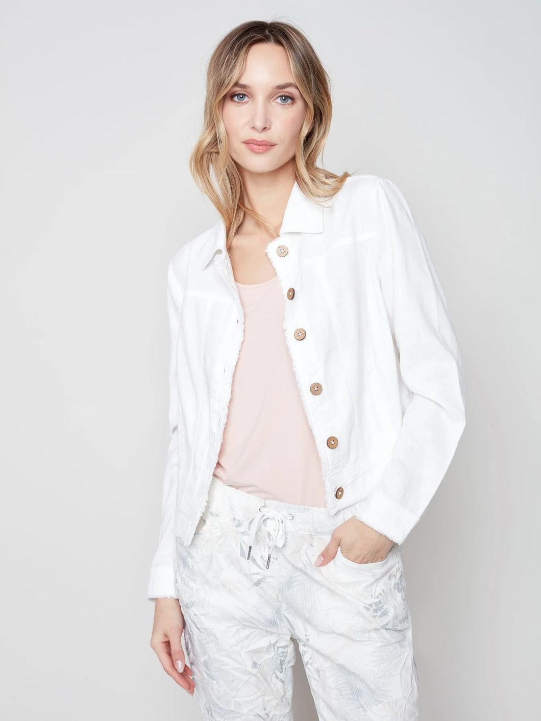 Linen Jacket with Raw Edges