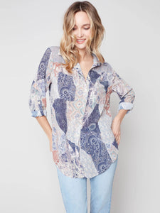 Printed Combo Crepe Blouse
