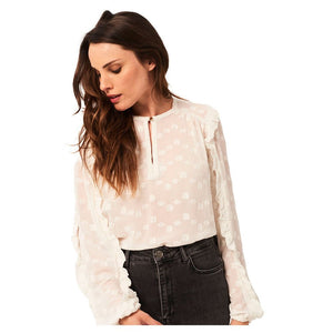 Ruffled Blouse with Metallic Detail