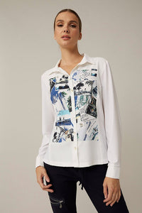 Joseph Ribkoff  Postcard Motif Shirt