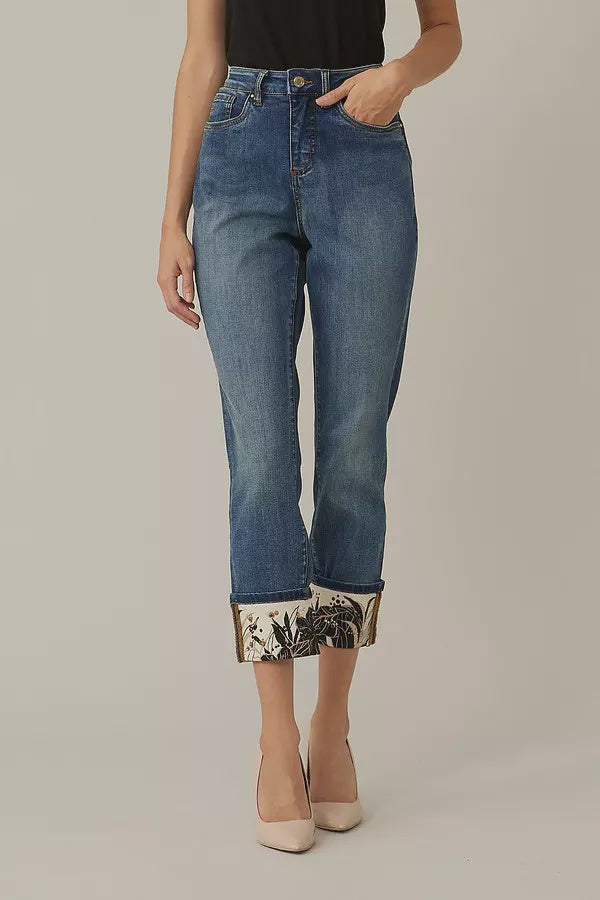 Joseph Ribkoff Printed Cuff Jeans