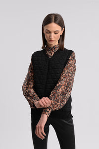 Quilt Knit Vest with Zipper
