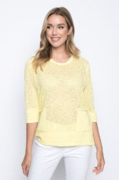 Eyelet Knit Sweater with Pockets