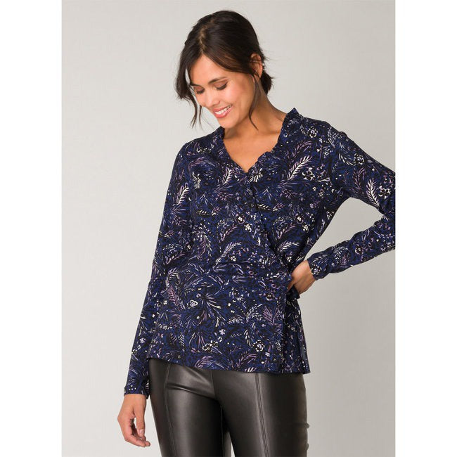 Wrap-look Knit Blouse with Tie
