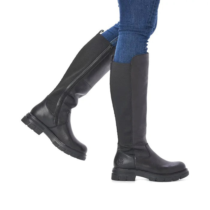 Tall Lug-Sole Boot with Stretch Back